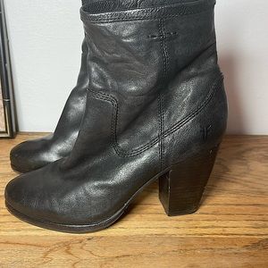 Frye black leather ankle boots